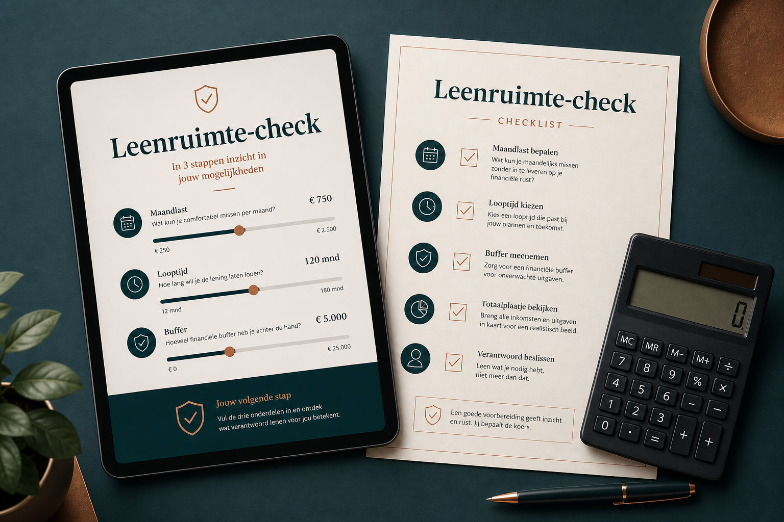 Leenruimte-check op tablet met checklist