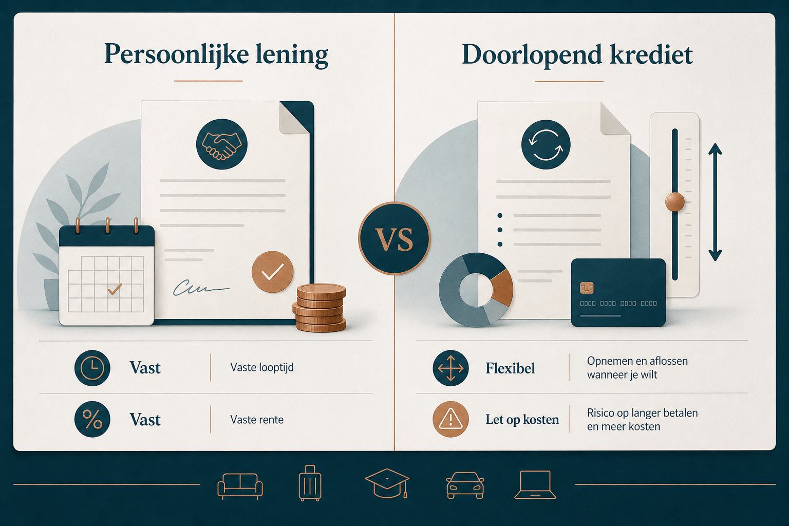 Infographic over persoonlijke lening en doorlopend krediet